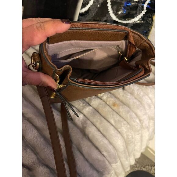 Brown vegan leaTher convertible backpack minibag - Picture 5 of 6